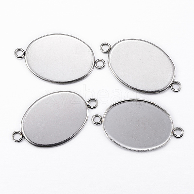 Tarnish Resistant 304 Stainless Steel Cabochon Connector Settings STAS-H394-01P-1