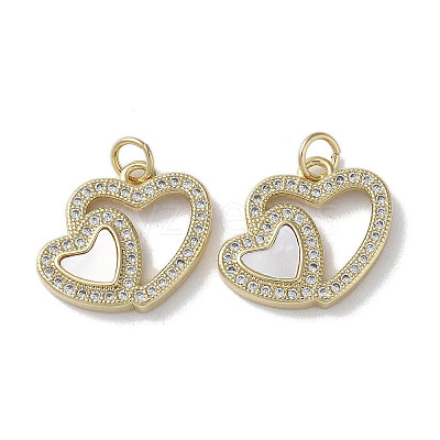 Brass Micro Pave Cubic Zirconia Pendants KK-G485-34A-G-1