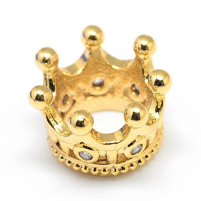 Rack Plating Brass Micro Pave Cubic Zirconia European Beads ZIRC-S052-003G-1