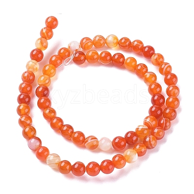 Natural Striped Agate/Banded Agate Beads Strands X-G-G582-6mm-62-1