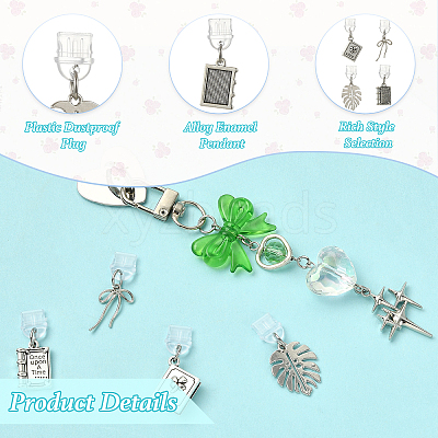 5Pcs PVC Mobile Dustproof Plugs and Iron Cell Phone Holder Stand HJEW-SW00384-1
