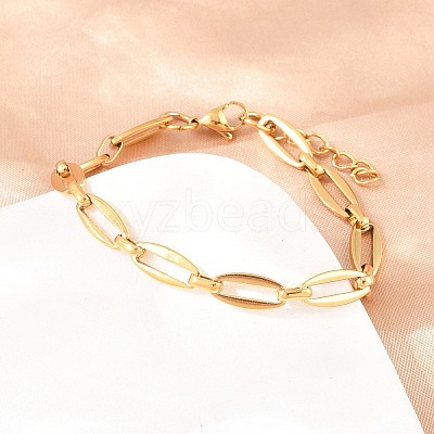 304 Stainless Steel Oval Link Chain Bracelet & Necklace Jewelry Sets SJEW-L199-06G-1