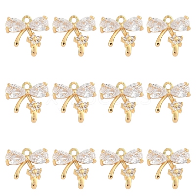 10Pcs Brass Micro Pave Cubic Zirconia Pendants KK-YW0003-15-1