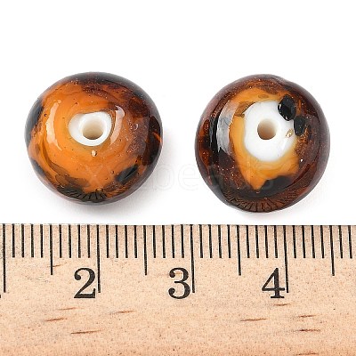 Handmade Gold Sand Lampwork Beads Strands LAMP-Q045-08A-04-1