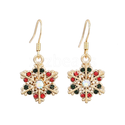 Christmas Theme Alloy Rhinestone Dangle Earrings EJEW-JE06627-02-1