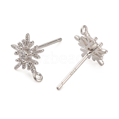 Rhodium Plated 925 Sterling Silver Ear Stud Findings STER-F058-01P-05-1