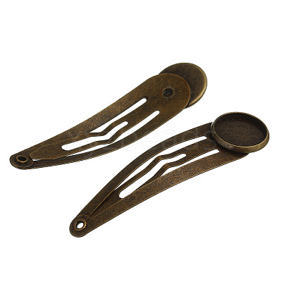 Hair Accessories Iron Snap Hair Clip Findings OHAR-PW0001-070A-AB-1