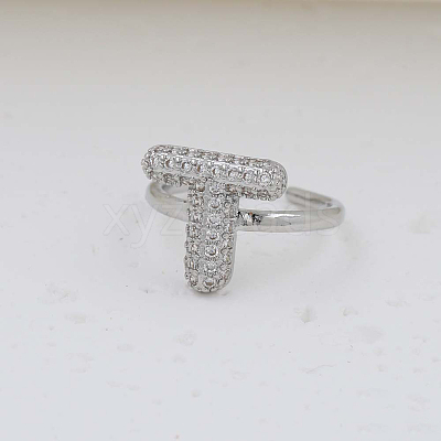 Brass Micro Pave Clear Cubic Zirconia Cuff Rings FS-WG17FF6-20-1