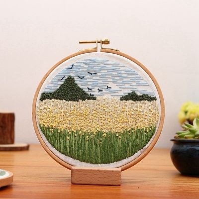 DIY Flower and Mountain Embroidery Kit DIY-O021-12A-1