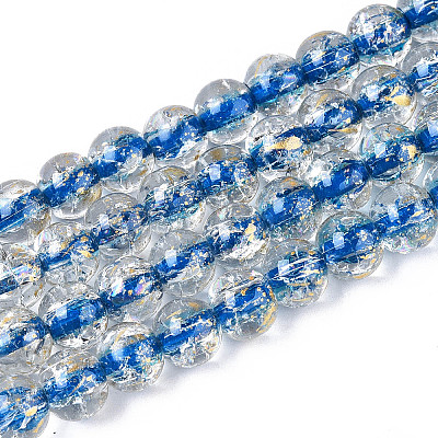 Crackle Transparent Glass Beads Strands GLAA-N030-8mm-01E-1