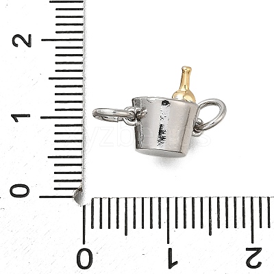 Brass Champagne Wine Bucket Charms KK-V002-21GP-1