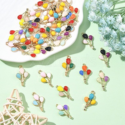 40Pcs 8 Colors Alloy Enamel Pendants ENAM-YW0006-85-1
