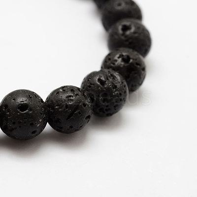 Natural Lava Rock Round Beads Stretch Bracelets BJEW-G550-07-6mm-1