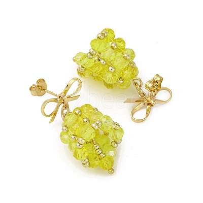 Christmas Bell Brass Dangle Stud Earrings EJEW-MZ00495-03-1