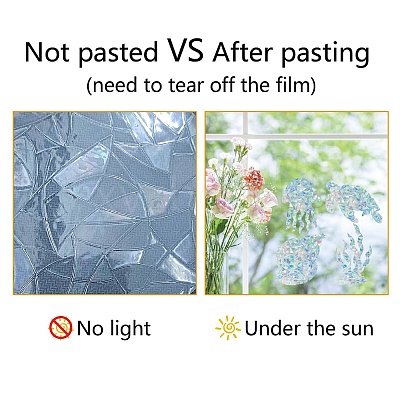 16Pcs 4 Styles Waterproof Plastic Colored Laser Stained Window Film Static Stickers DIY-WH0314-143-1