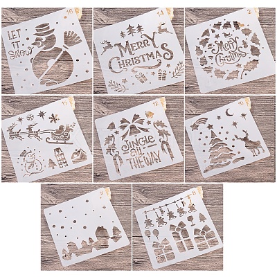 16 Sheets 16 Style PET Drawing Stencil DIY-SZ0003-80-1