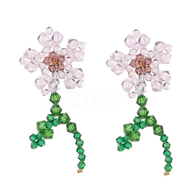 Imitation Austrian Crystal Flower of Life Dangle Stud Earrings X1-EJEW-TA00029-01-1