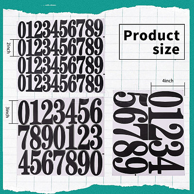 12 Sheets 3 Styles PVC Number Adhesive Decorative Stickers DIY-GL0004-59-1