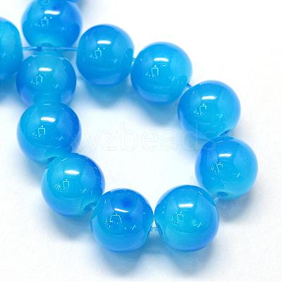 Baking Paint Imitation Jade Glass Round Bead Strands DGLA-Q021-10mm-13-1