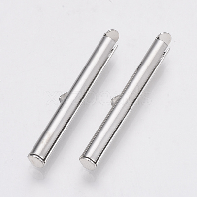 Brass Slide On End Clasp Tubes X-KK-Q747-11H-P-1