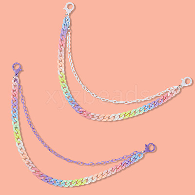 2Pcs 2 Colors Resin Double Layer Chain Belts for Pants AJEW-GF0011-20A-1