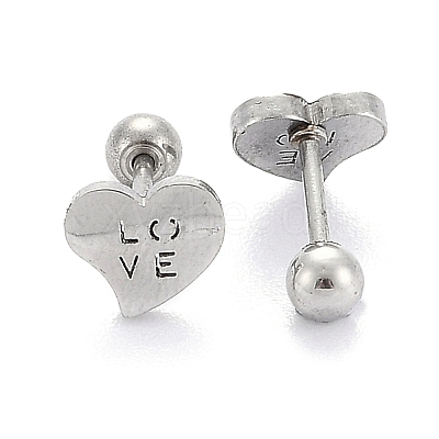 Tarnish Resistant 201 Stainless Steel Cartilage Earrings for Valentine's Day EJEW-R147-37-1