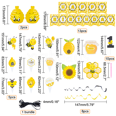 4Sets 4 Style Bees Theme Paper Cake Topper DIY-GA0002-29-1