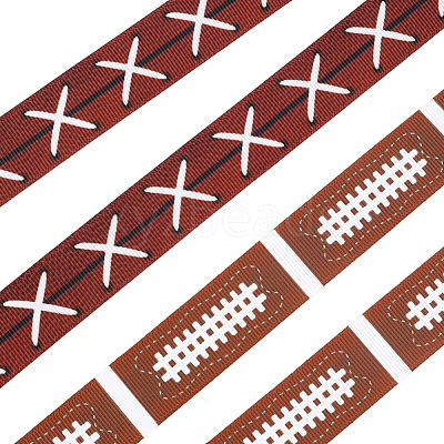 9M 2 Styles Rugby Theme Heat Transfer Polyester Grosgrain Ribbons OCOR-GF0005-05A-1