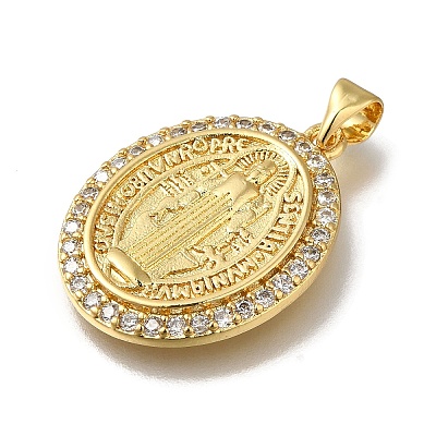 Rack Plating Brass Micro Pave Clear Cubic Zirconia Pendants KK-G500-02D-G-1