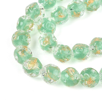 Handmade Gold Foil Glass Beads Strands FOIL-N029-04B-1