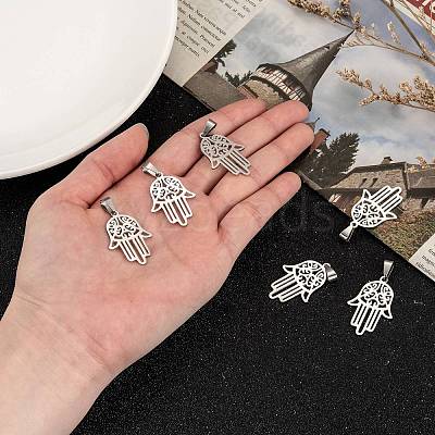 Non-Tarnish Hamsa Hand/Hand of Fatima/Hand of Miriam 304 Stainless Steel Pendants X-STAS-F016-18P-1