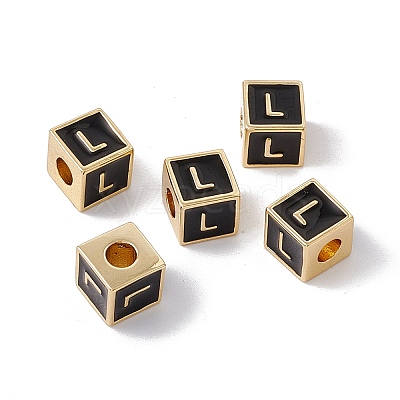 Rack Plating Brass Enamel Beads KK-B060-04G-01L-1