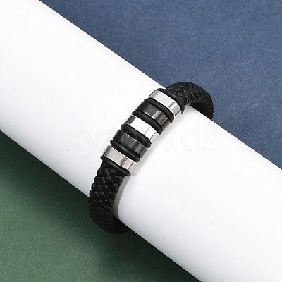 Braided Leather Cord Bracelets for Men BJEW-Z081-11P-01-1
