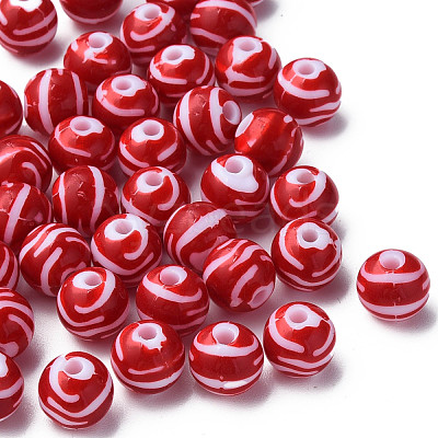 Opaque Striped Acrylic Beads MACR-S373-27D-01-1