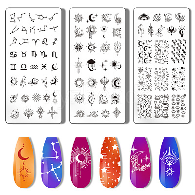 Stainless Steel DIY Nail Art Templates MRMJ-WH0092-011-1
