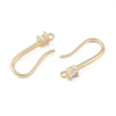 Brass Micro Pave Cubic Zirconia Earring Hooks KK-U008-08G-1
