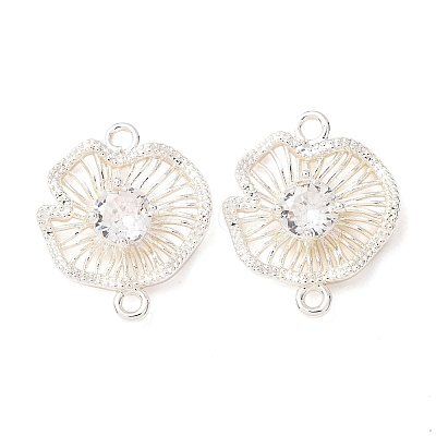 Brass Pave Clear Cubic Zirconia Connector Charms CU-CBAEC99-11S-1