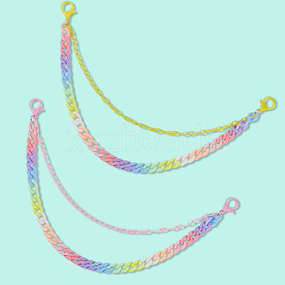 2Pcs 2 Colors Resin Double Layer Chain Belts for Pants AJEW-GF0011-20B-1