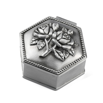Hexagon Shaped Zinc Alloy Jewelry Box OBOX-WH0001-03-1