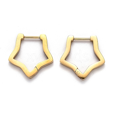 304 Stainless Steel Star Huggie Hoop Earrings STAS-J033-06G-1