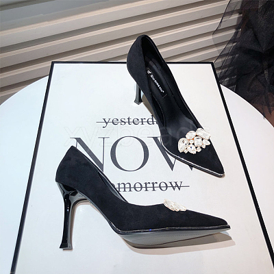 Elegant Alloy Rhinestone Detachable Shoe Buckle Clips AJEW-FG0002-31-1