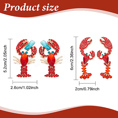 2 Pairs 2 Style Rhinestone Lobster Stud Earrings EJEW-AN0002-67-1