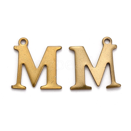 304 Stainless Steel Alphabet Charms STAS-H122-M-AB-1