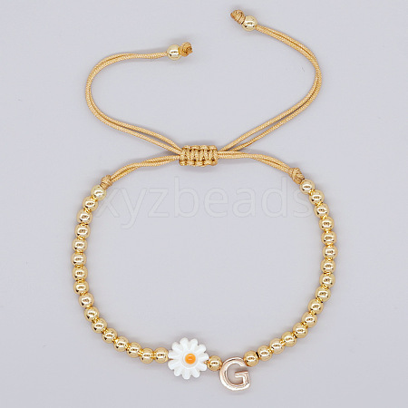 Golden Tone Daisy Braided Bead Bracelets WY1454-7-1