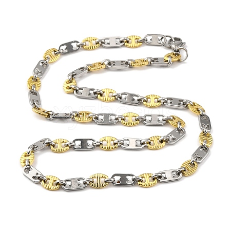 201 Stainless Steel Oval Links Chain Necklace NJEW-F22-39P-GP-1