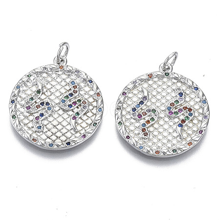 Brass Micro Pave Cubic Zirconia Pendants ZIRC-S061-171P-NF-1