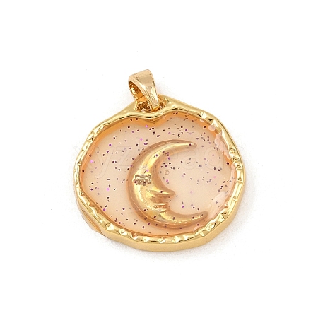 Transparent Epoxy Resin Brass Pendants KK-B163-01G-05-1