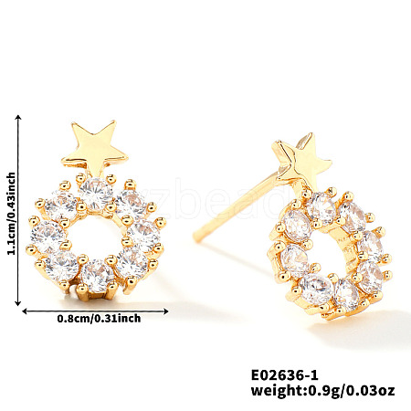 Brass Rhinestone Stud Earrings for Women HV1231-2-1