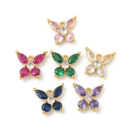 Rack Plating Brass Micro Pave Cubic Zirconia Charms KK-P277-22G-1