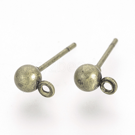 Iron Ball Stud Earring Findings KK-R071-09AB-1